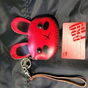 Leather Wristlet shaped like whimsical mouse. New
